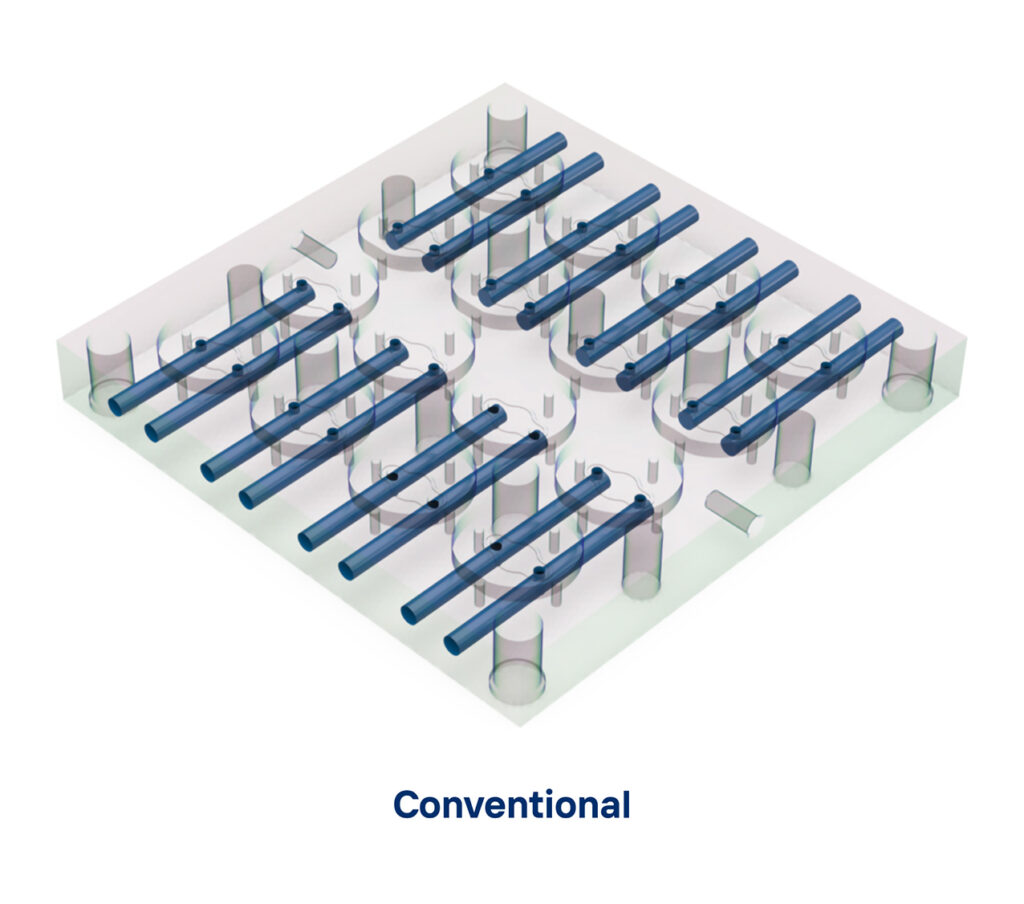 3D grid of cylindrical structures